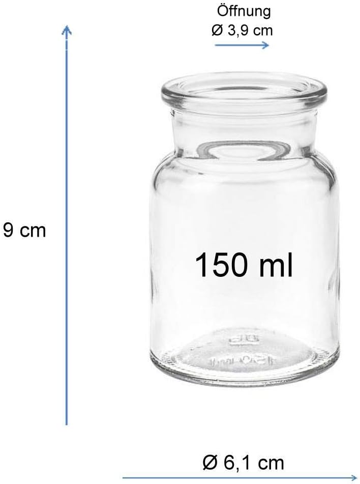 mikken 8 Gewürzgläser 150ml mit Korkverschluss inkl. einer kleinen Holzschaufel 7,5 cm, 150ml