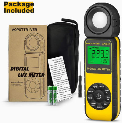 AOPUTTRIVER AP-881E Belichtungsmesser, Digitale Luxmeter, Lichtmessung Photometer 300,000 Lux mit Da