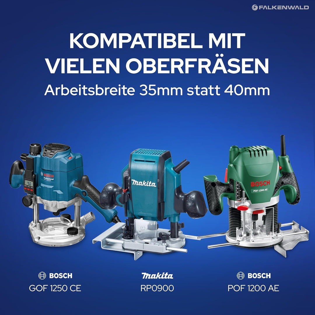 Falkenwald Planfräser 8mm schaft für Holz Ø 35 mm - Planfräser für Oberfräse aus Wolframstahl mit Er