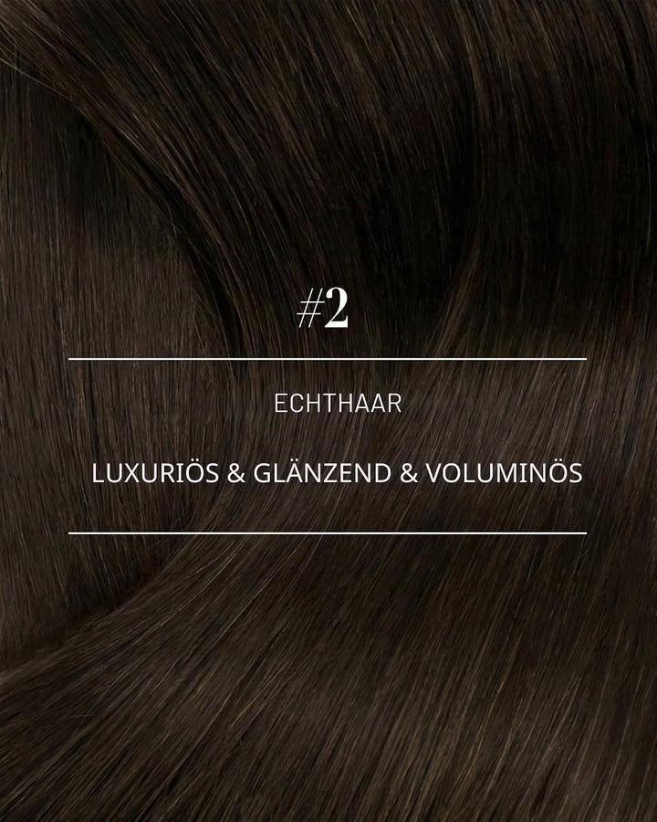 YoungSee Echthaar Extensions Clip Braun Clip in Extensions Echthaar Dunkelbraun 45 cm Clip in Extens