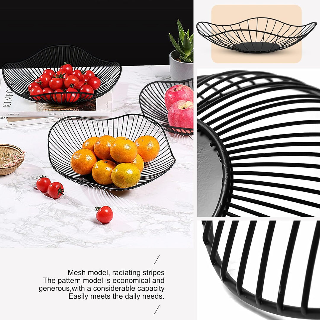 2er Set Obstkörbe Metall Schwarz – Moderne Drahtkörbe für Obst & Gemüse, Deko Fruchtkorb für Küche &