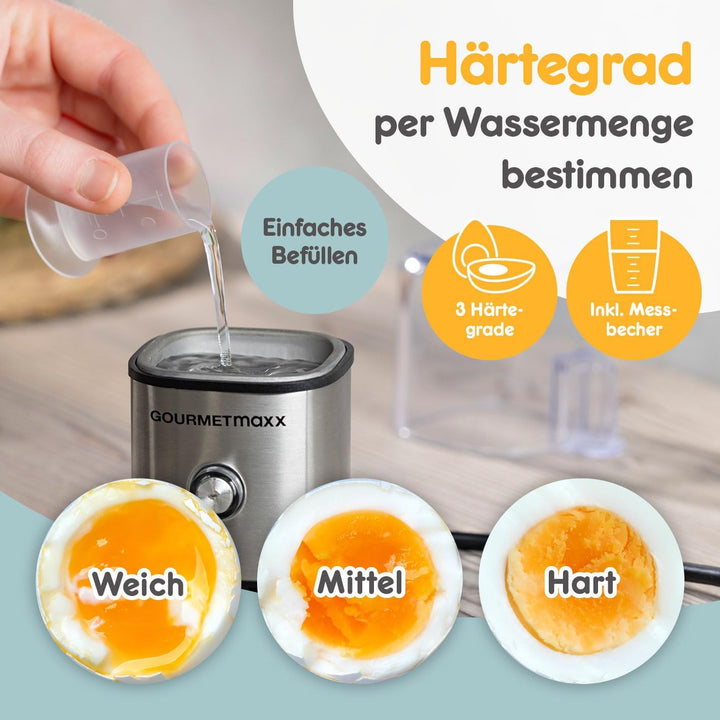 GOURMETmaxx Eierkocher für 1 Ei | Elektrischer, energiesparsamer Egg Cooker mit einfacher Bedienung
