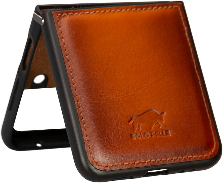 Solo Pelle Lederhülle für das Samsung Galaxy Z Flip4 Flip 4 Hülle aus echtem Leder, Model: Stanford