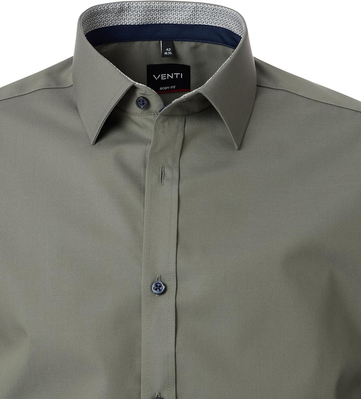 Venti - Body Fit - Herren Langarm Hemd (134024500), Grösse:39, Farbe:Grün (300)