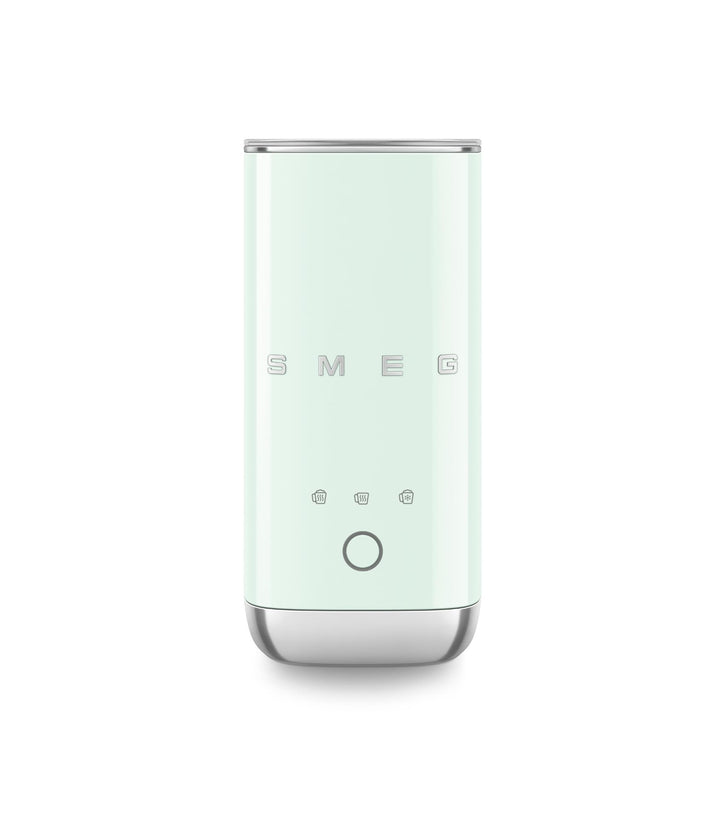 Smeg, MFF02PGEU Elektrischer Milchaufschäumer, 3 Getränkefunktionen, abnehmbarer Schneebesen, Antiha