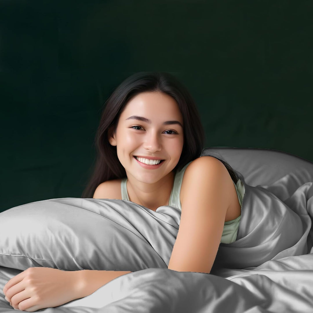 LINENWALAS Premium Bio-Bambuskern-Bettwäsche-Set, 4-teilig, mit Bambus-Bettbezug, Spannbetttuch und