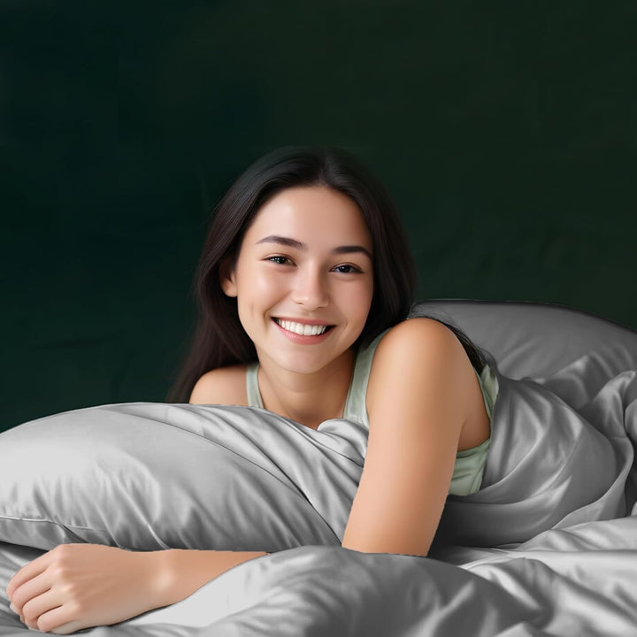LINENWALAS Premium Bio-Bambuskern-Bettwäsche-Set, 4-teilig, mit Bambus-Bettbezug, Spannbetttuch und