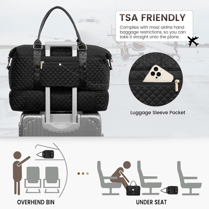 LOVEVOOK Reisetasche Damen Sporttasche Gross mit Schuhfach & Nassfach Weekender Travel Duffle Bag mi