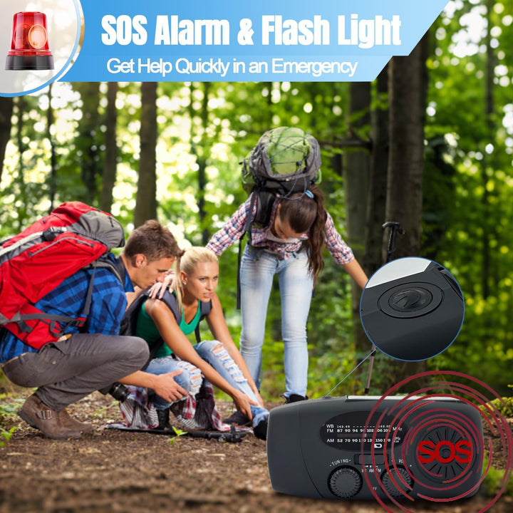 2000 mAh Notfall-Solar-Handkurbel-Radio, 3-Wege-betriebenes tragbares Wetterradio AM/FM/NOAA mit USB
