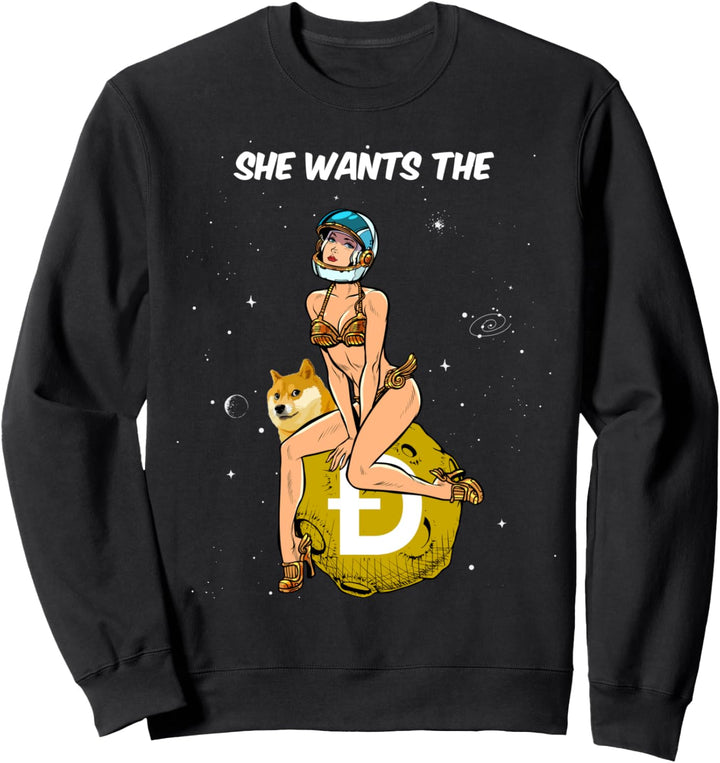 Cryptocurrency She Wants The Dogecoin Doge Crypto Moon Sweatshirt
