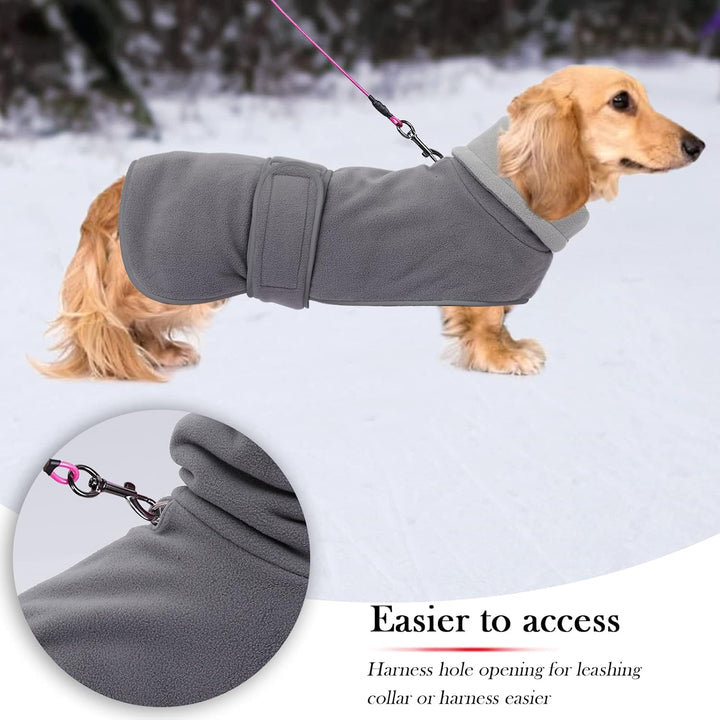 Geyecete -Gemütlich Polarfleece Winter hundemantel fur Dackel,Miniatur Dackel fleece hundepullover,H