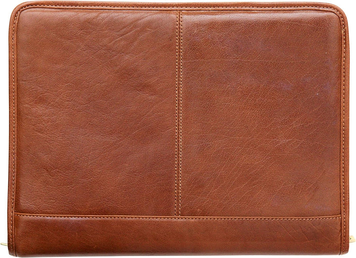 San Babila - Konferenzmappe aus Vollleder mit Reissverschluss & Vordertasche Cognac, Cognac