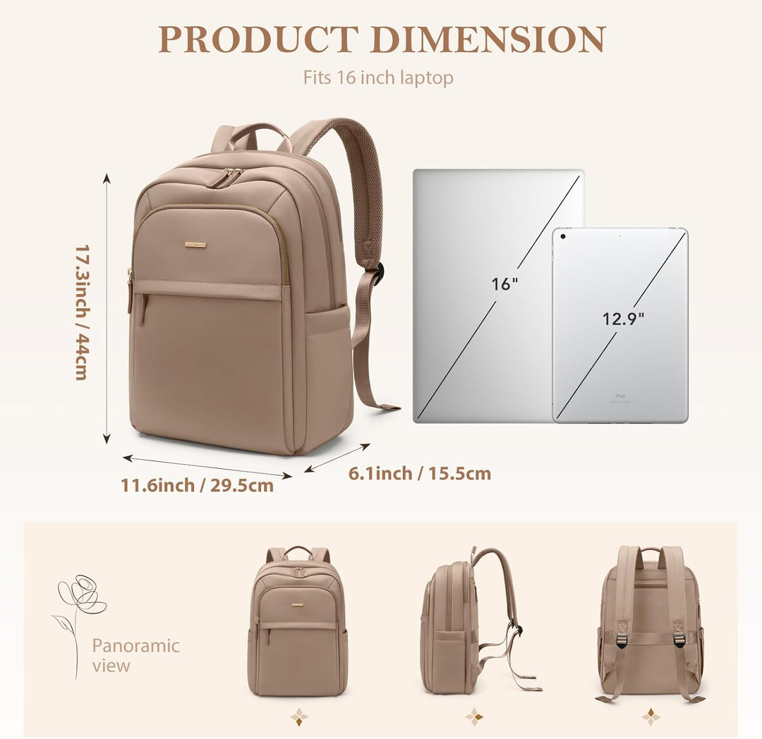 Rucksack Damen für Schule, Laptop Rucksack 16 Zoll, Gross Schultasche Arbeitstasche Lehrertasche Bac