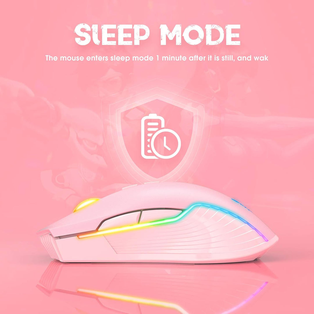 Wiederaufladbare Kabellose Gaming-Maus, Ergonomische RGB-Computermaus mit 2,4-G-Empfänger, Einstellb