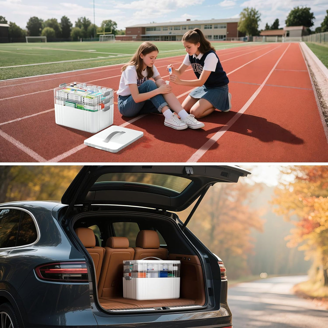 Medikamenten Aufbewahrung, 3 Stöckige Hausapotheke, Hausapotheke Box mit Tragegriff, Inkl. Portable