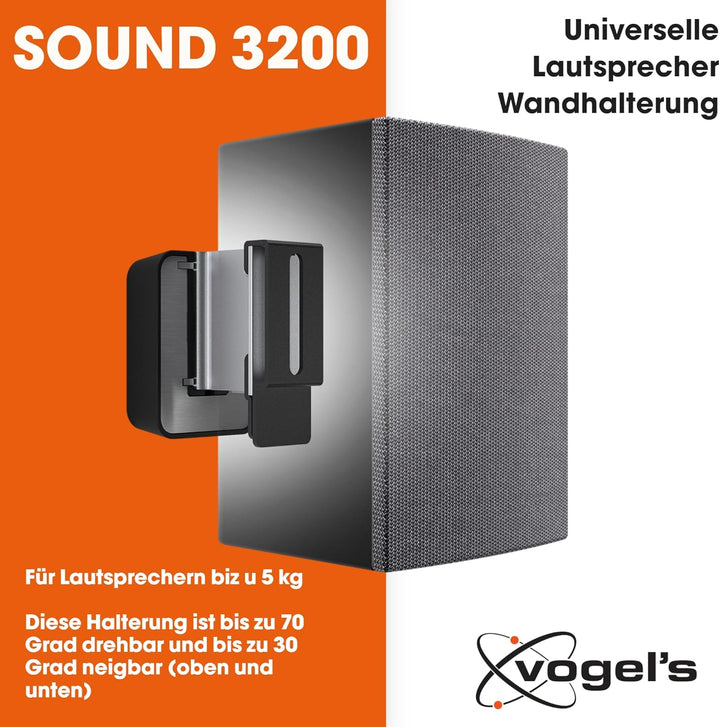 Vogel's SOUND 3200 Universelle Lautsprecher Wandhalterung, Max. 5kg, Neigbar -30°/+30°, Schwenkbar b