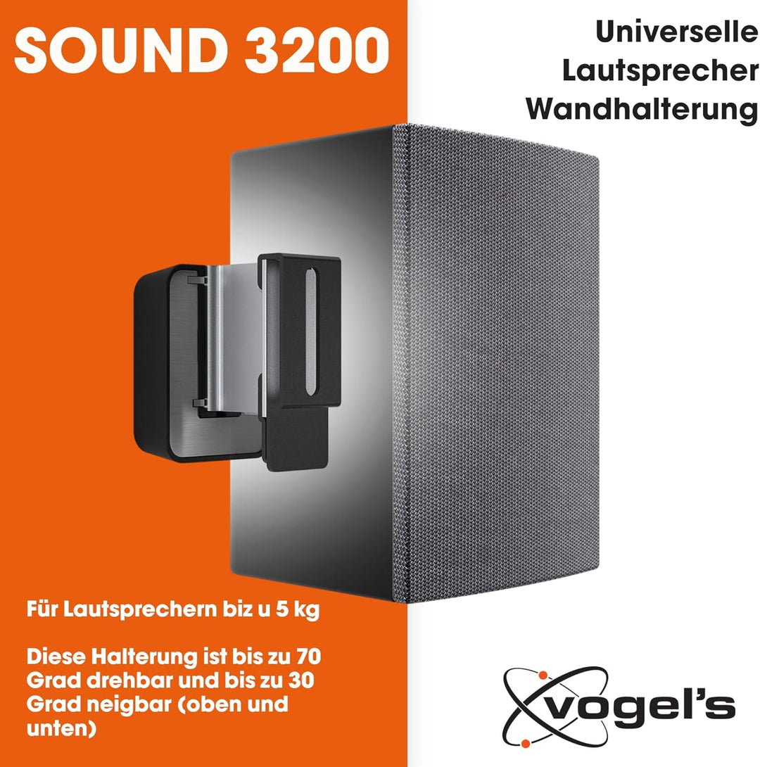 Vogel's SOUND 3200 Universelle Lautsprecher Wandhalterung, Max. 5kg, Neigbar -30°/+30°, Schwenkbar b