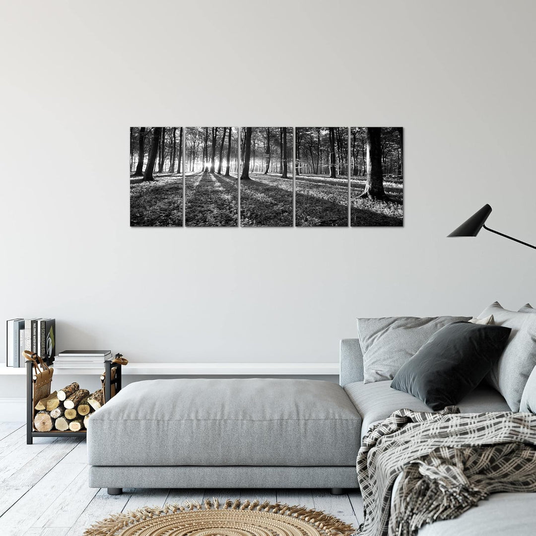 Runa Art Bild Wald Landschaft Wandbilder auf Vlies Leinwand 5 Teilig Wanddekoration Schlafzimmer Woh