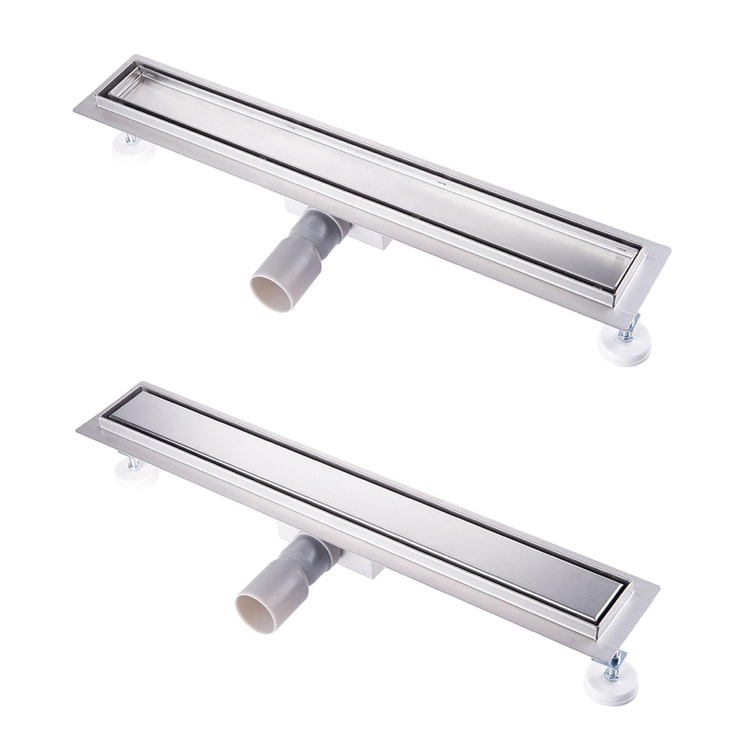 Duschrinne 80 cm Komplettset, Edelstahl Ablaufrinne, Extra flache befliesbare Duschrinne mit Haarsie