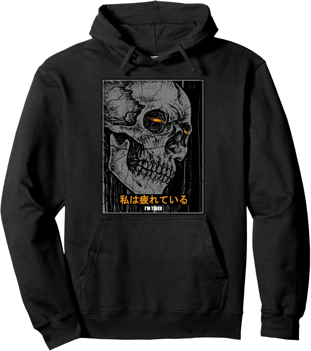 I'm Tired - Emotional Japan Schädel Oni Kanji Vaporwave Pullover Hoodie