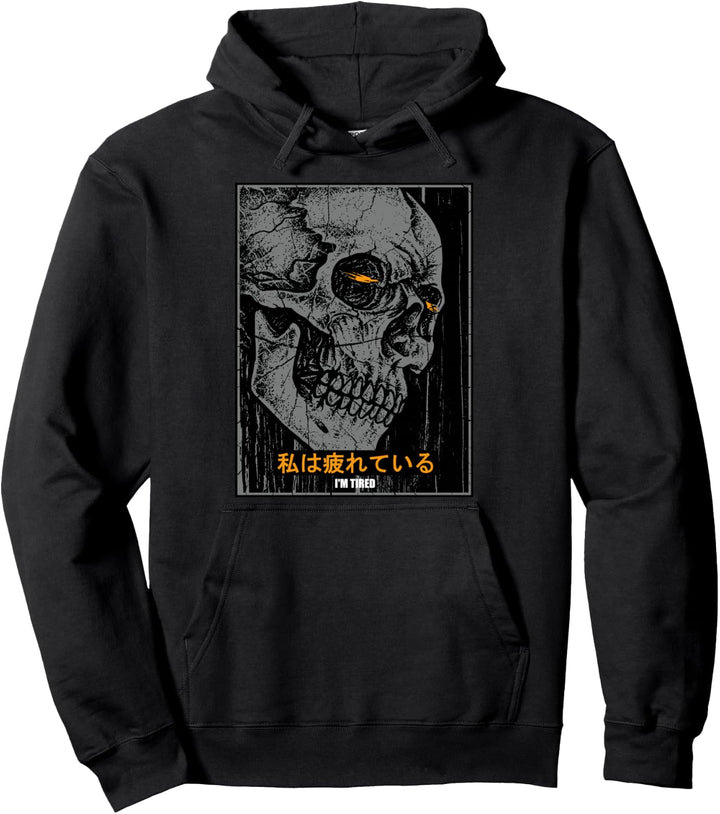 I'm Tired - Emotional Japan Schädel Oni Kanji Vaporwave Pullover Hoodie