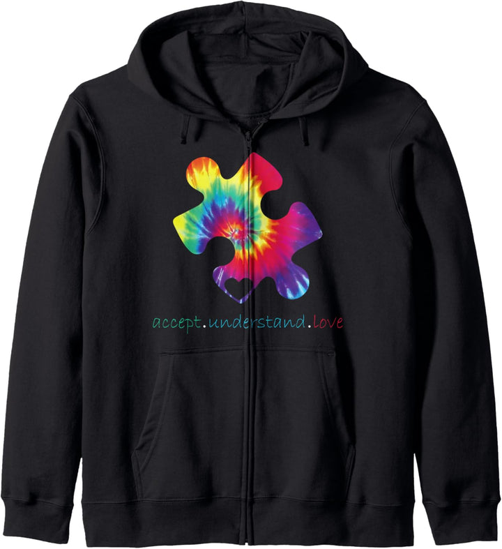 Autism Awareness Gift Vintage Tie Dye Autism Mom Dad Cute Kapuzenjacke