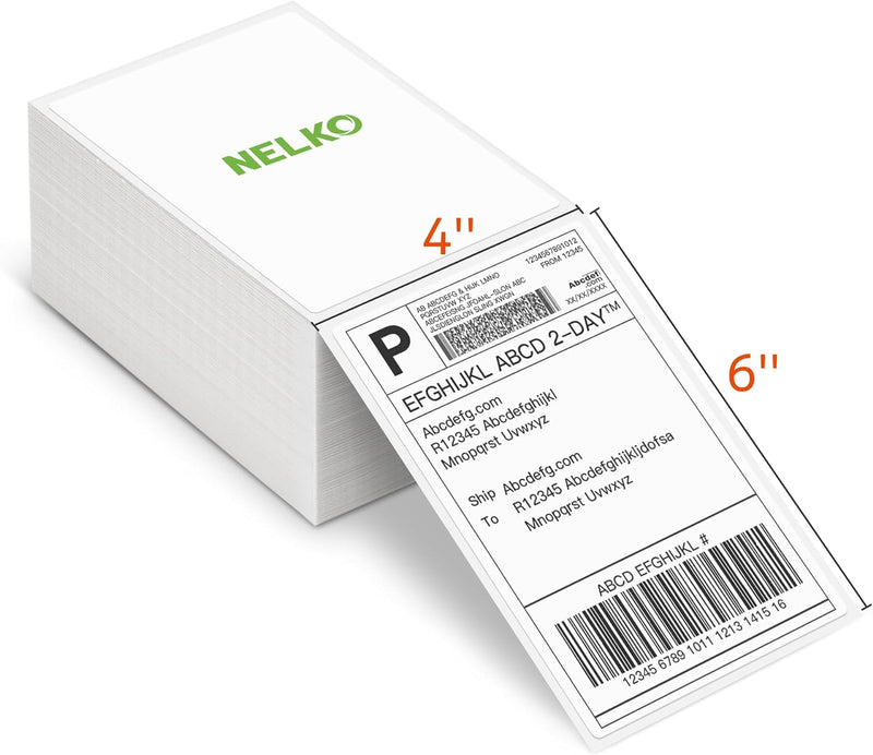 Thermodirekt-Versandetiketten (500 Stück, 10,2 x 15,2 cm), Nelko Thermo-Etiketten für Thermodrucker,