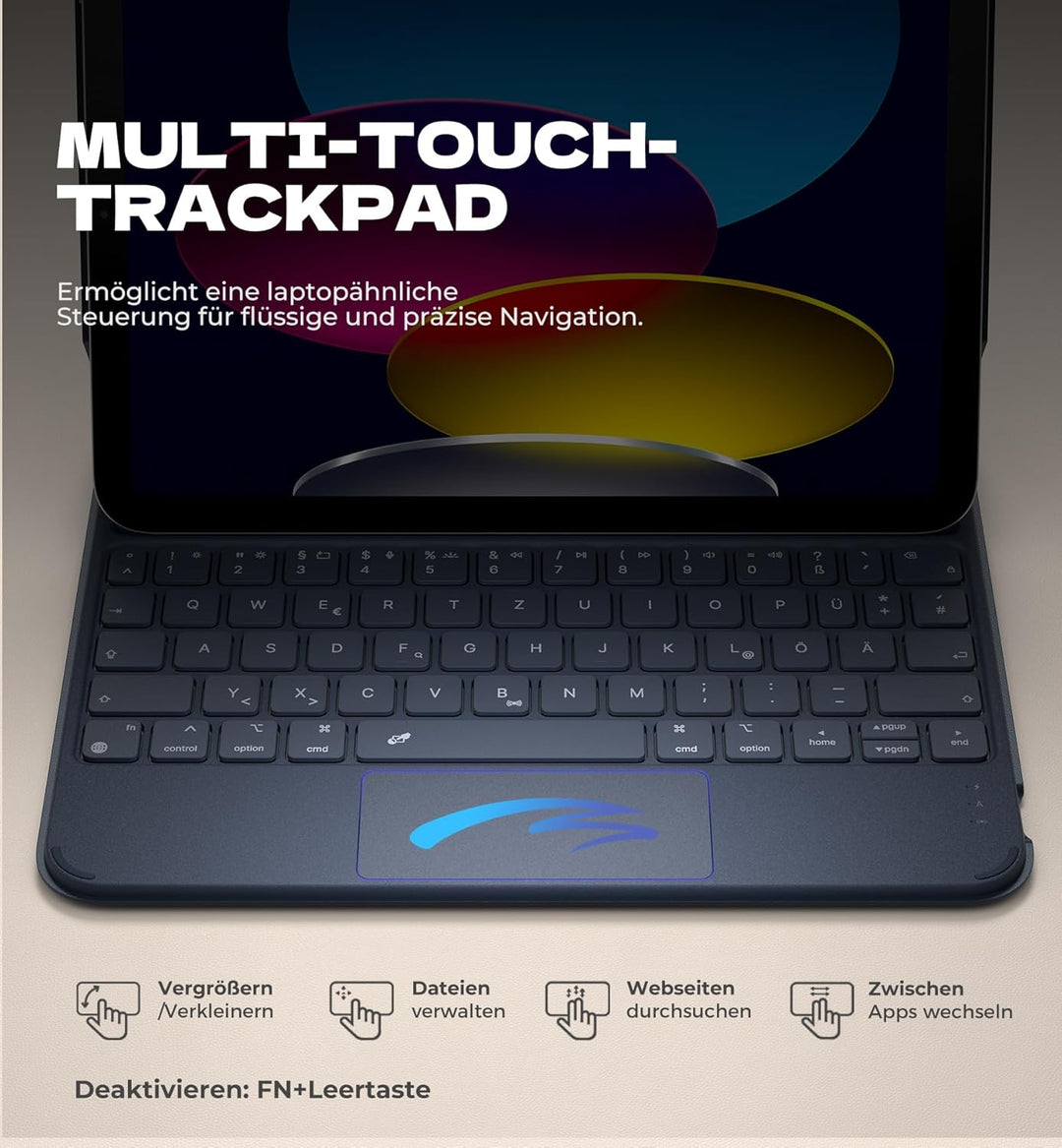 Dexnor Hülle mit Tastatur für iPad 11 Generation A16/10 Generation (11/10.9 Zoll, 2025/2022), Magnet