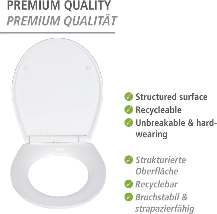 WENKO WC-Sitz Big Leaves, robuster Toilettensitz aus antibakteriellem Duroplast mit Absenkautomatik