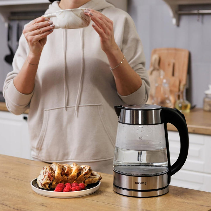 Wasserkocher Glas 1,7 Liter, 2200 Watt, LED-Beleuchtung, 100% BPA Frei, Verdicktes Glas Wasserkocher