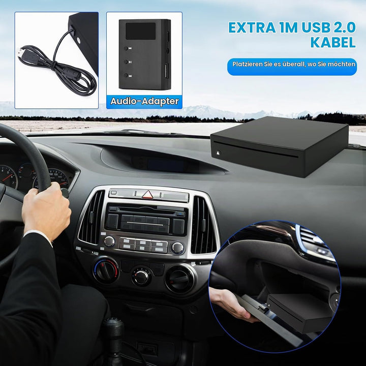 Lnopever CD Player Auto USB Anschluss,USB 2.0-Schnittstelle Autoradio CD/DVD Dish Box Player Externe