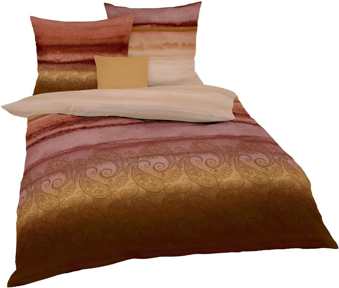 Kaeppel Mako-Satin Bettwäsche Mara Terra 1 Bettbezug 135 x 200 cm + 1 Kissenbezug 80 x 80 cm, 1 Bett