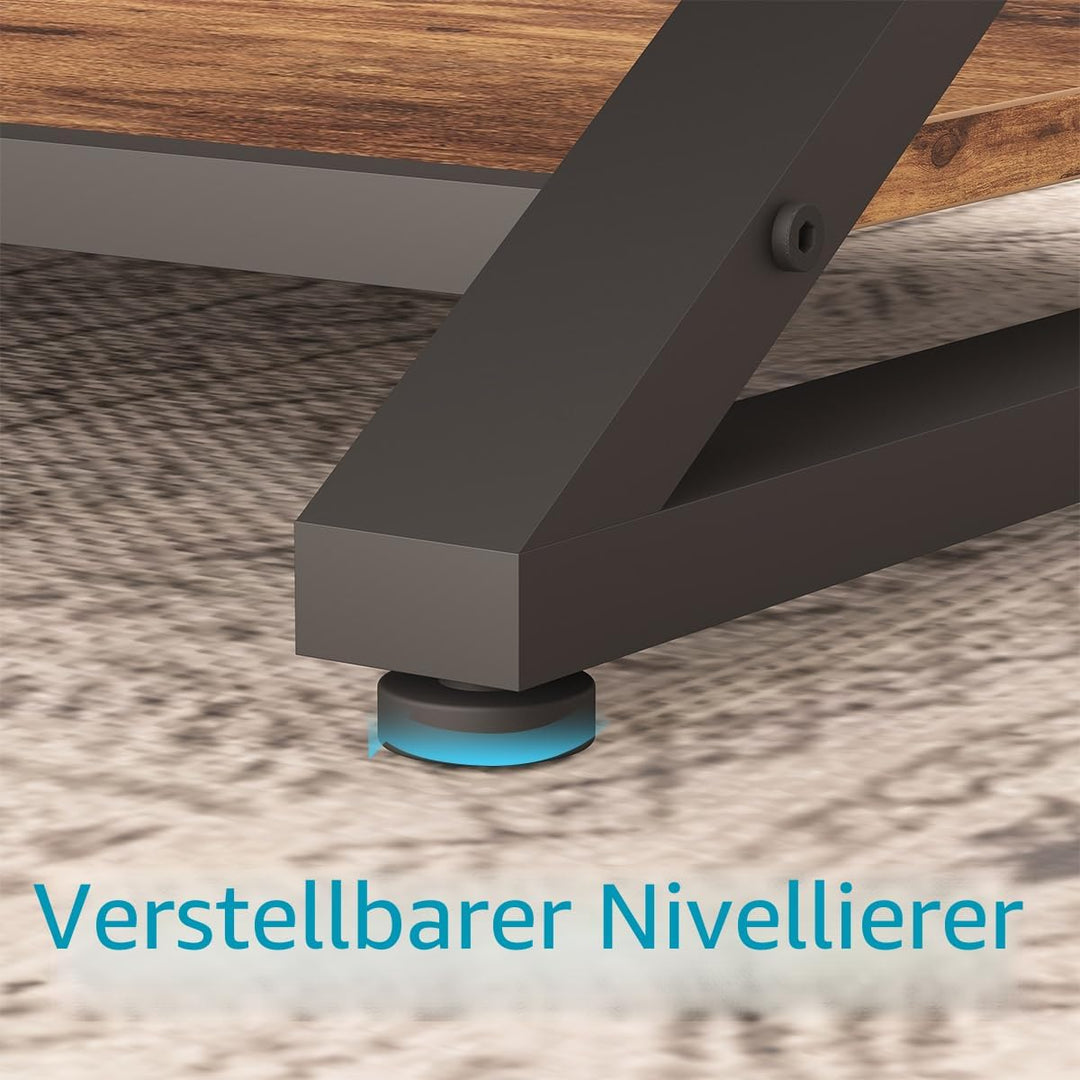 HSH Braun Couchtisch mit Ablage, industrieller Metall-Holz-Wohnzimmertisch, Bauernhaus, minimalistis