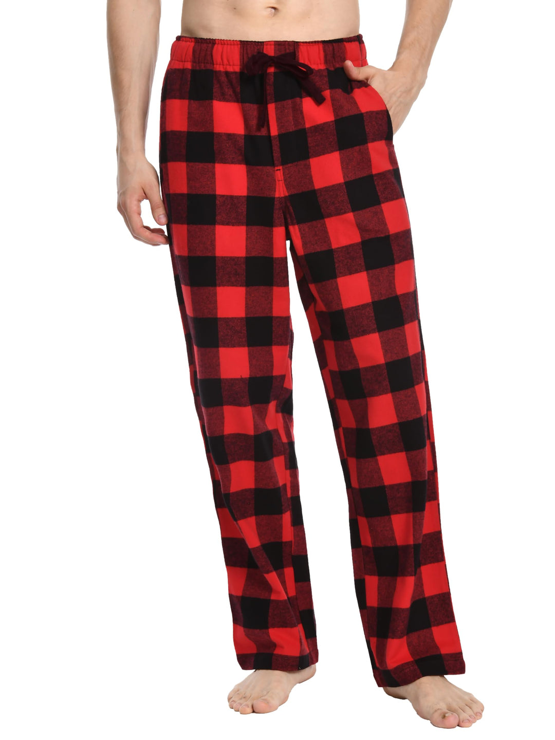 Nutria Herren Pyjamahose aus Flanell, 100% Baumwolle Kariert Weiche Schlafanzughose Warm Loungehose