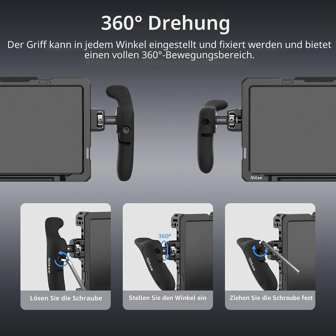 Nitze Side Handle, Seitengriff-Kit mit 1/4" Schraube und abnehmbaren Positionierstiften für Smartpho