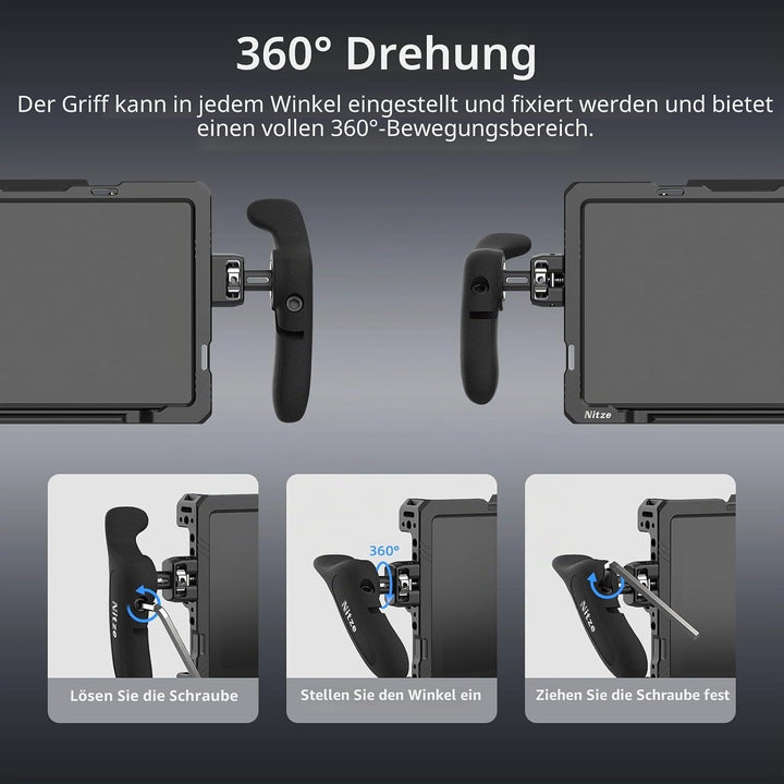 Nitze Side Handle, Seitengriff-Kit mit 1/4" Schraube und abnehmbaren Positionierstiften für Smartpho