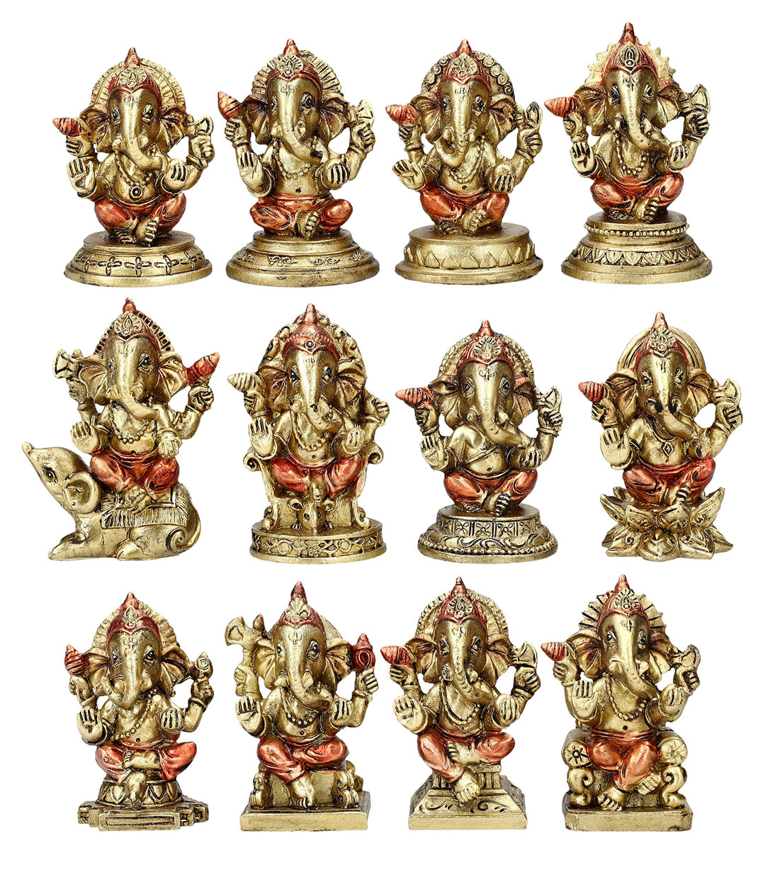 Pacific Giftware Ganesha Figuren 12er Set - Buddha Statue Deko Meditation