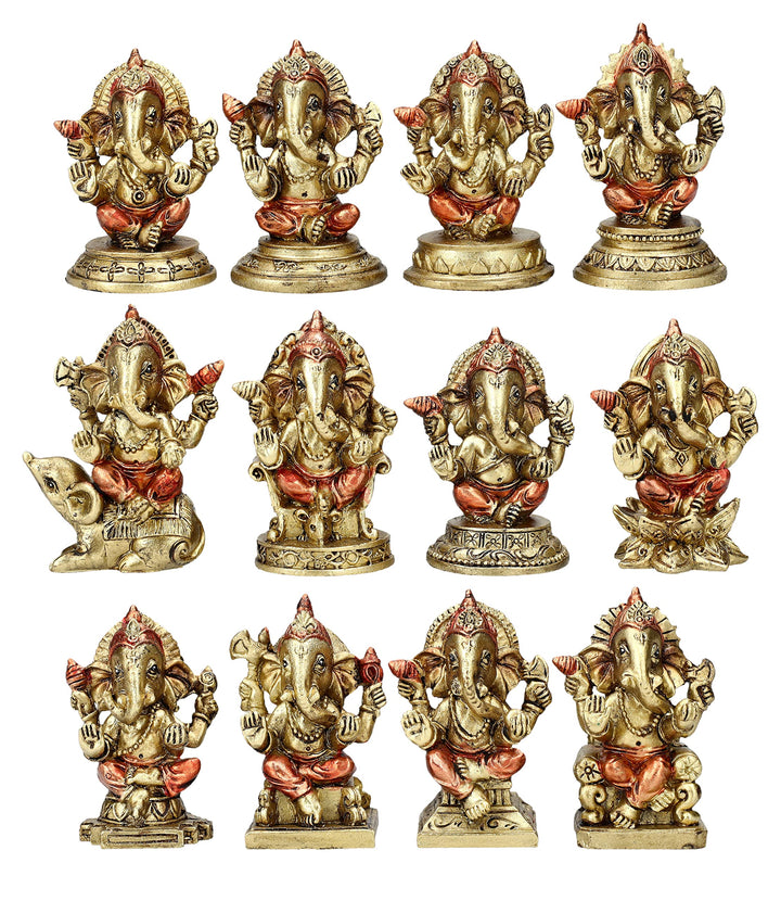 Pacific Giftware Ganesha Figuren 12er Set - Buddha Statue Deko Meditation