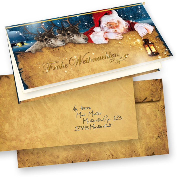 tatmotive Nordpol Express Weihnachtskarten Set (50 Sets) mit Umschlag und mit Einlegeblätter Einlege
