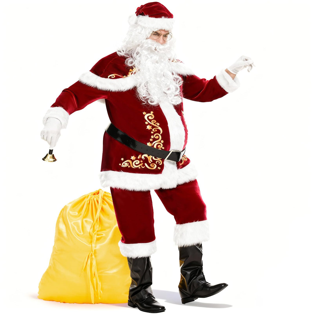 Ulikey Weihnachtsmann Kostüm Herren, Weihnachtsmann Outfit Erwachsene Nikolaus Kostüm Herren Set mit