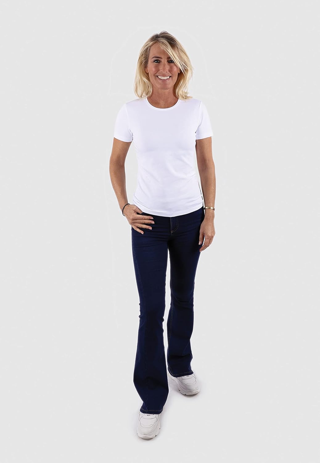 Boviva 10100 Damen Basic Rundhals (Round-Neck) Kurzarm T-Shirt/Jersey Tshirt Oberteile, Basics und S