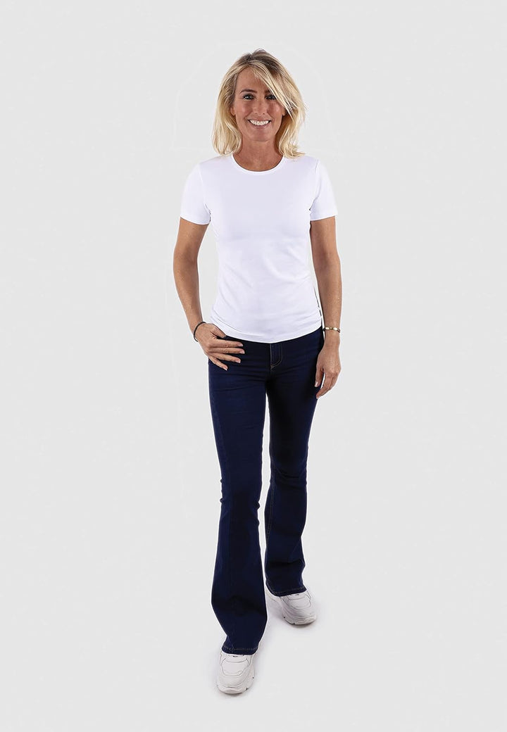 Boviva 10100 Damen Basic Rundhals (Round-Neck) Kurzarm T-Shirt/Jersey Tshirt Oberteile, Basics und S