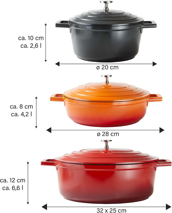 STONELINE Bräter Induktion 28 cm, 4,2 L, Bräter mit Deckel, Aluguss beschichteter Topf mit echten St