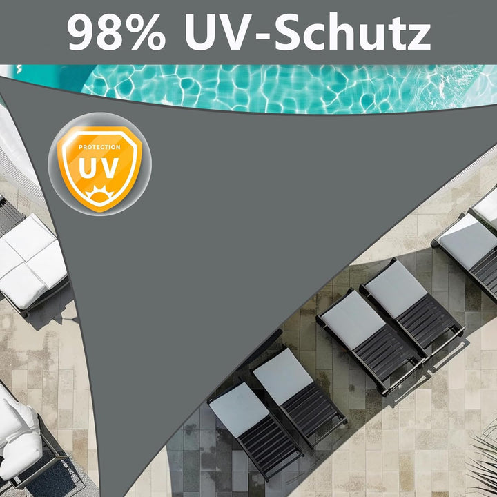 3.6x3.6x3.6m Wasserdichter Sonnenschutz Dreieck Sonnenschirm Aussenüberdachung Garten Patio Pool Sha