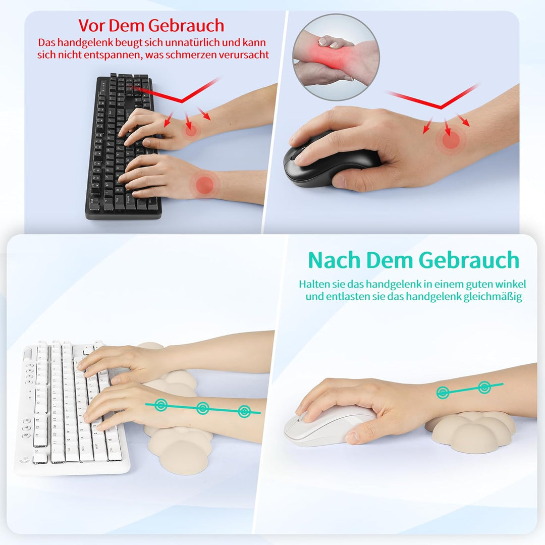 Wolkenförmige Handballenauflage für Tastatur, ergonomische Tastatur-Handauflage aus PU-Leder mit Mem