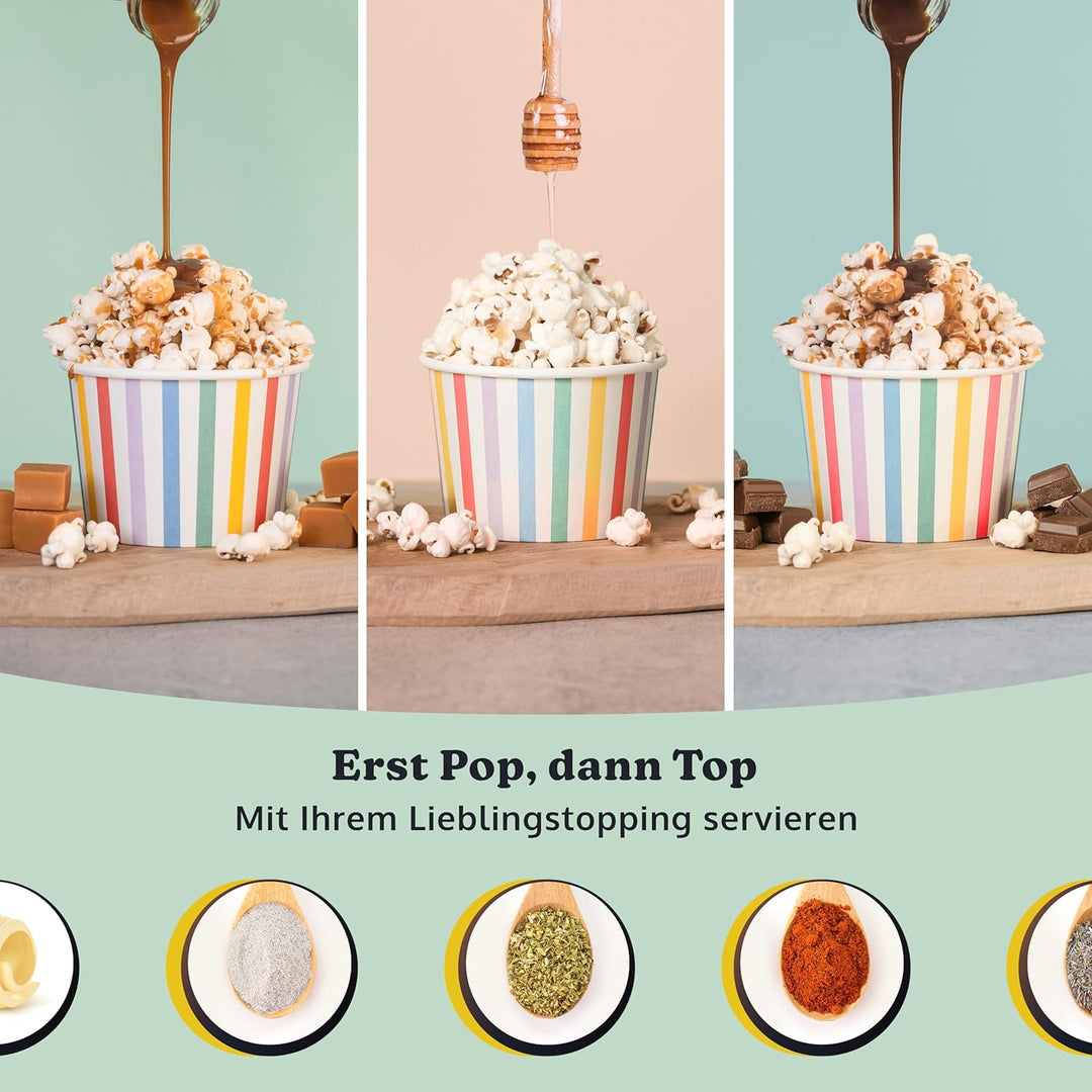 JAP Happy Pops Popcornmaschine - Retro Popcorn maker - Popcornmaschine für zuhause - 2 bis 3 Persone