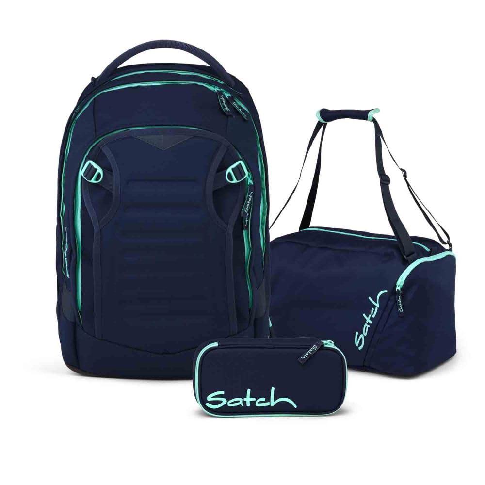 Satch Match Plus Schulrucksack Set 3tlg. inkl. Schlamperbox und Sporttasche (Ocean Mint), Ocean Mint
