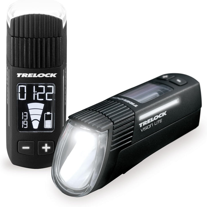 Trelock Unisex – Erwachsene 660 I-go Vison Lite/Ls 740 Vector Akku Beleuchtungsset, Schwarz,