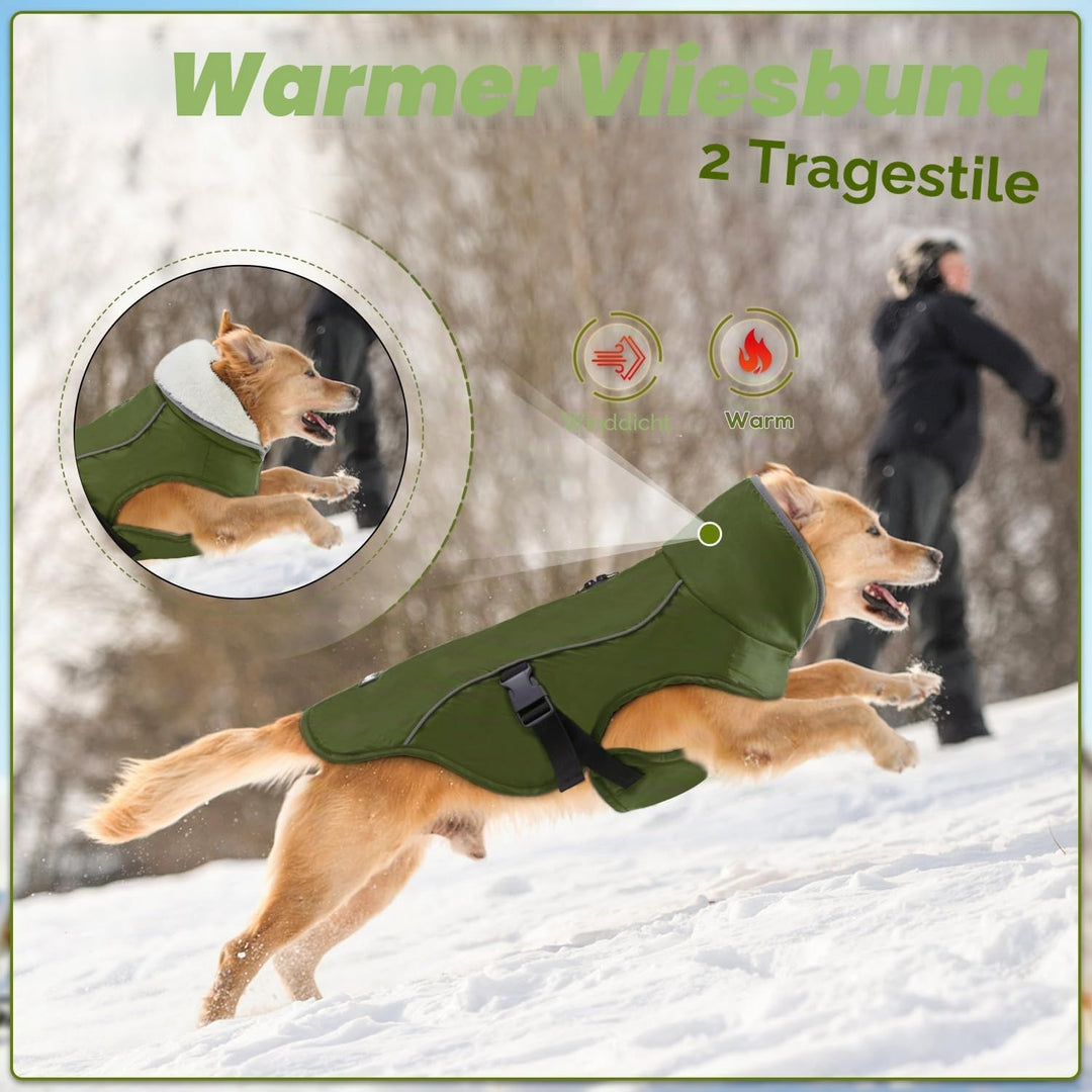 EMUST Kälteschutzmantel für Hunde, mit Fleecefutter, für kleine/mittlere Grössen, wasserabweisende,