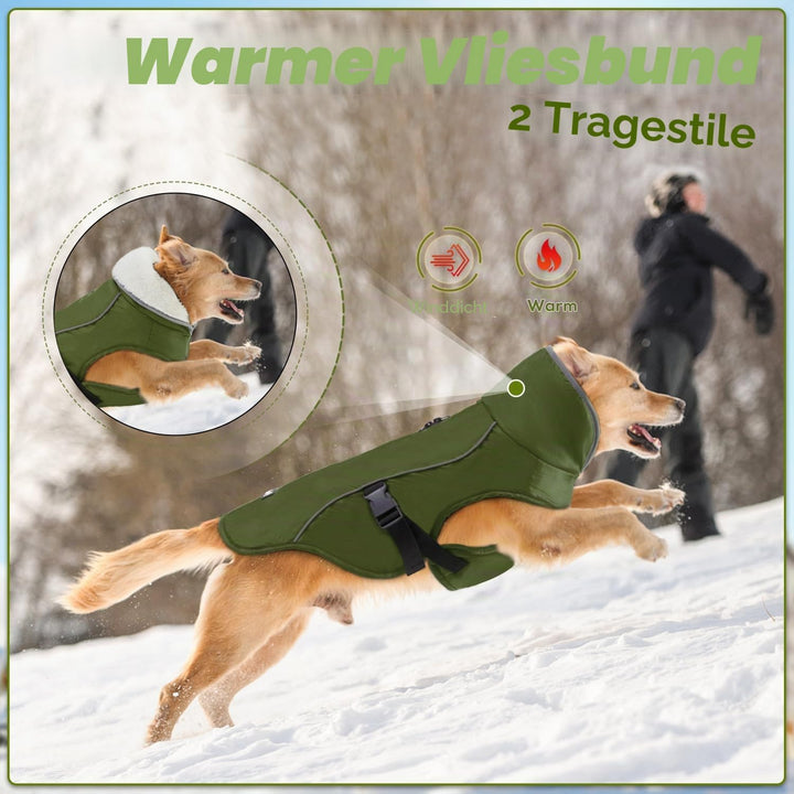 EMUST Kälteschutzmantel für Hunde, mit Fleecefutter, für kleine/mittlere Grössen, wasserabweisende,